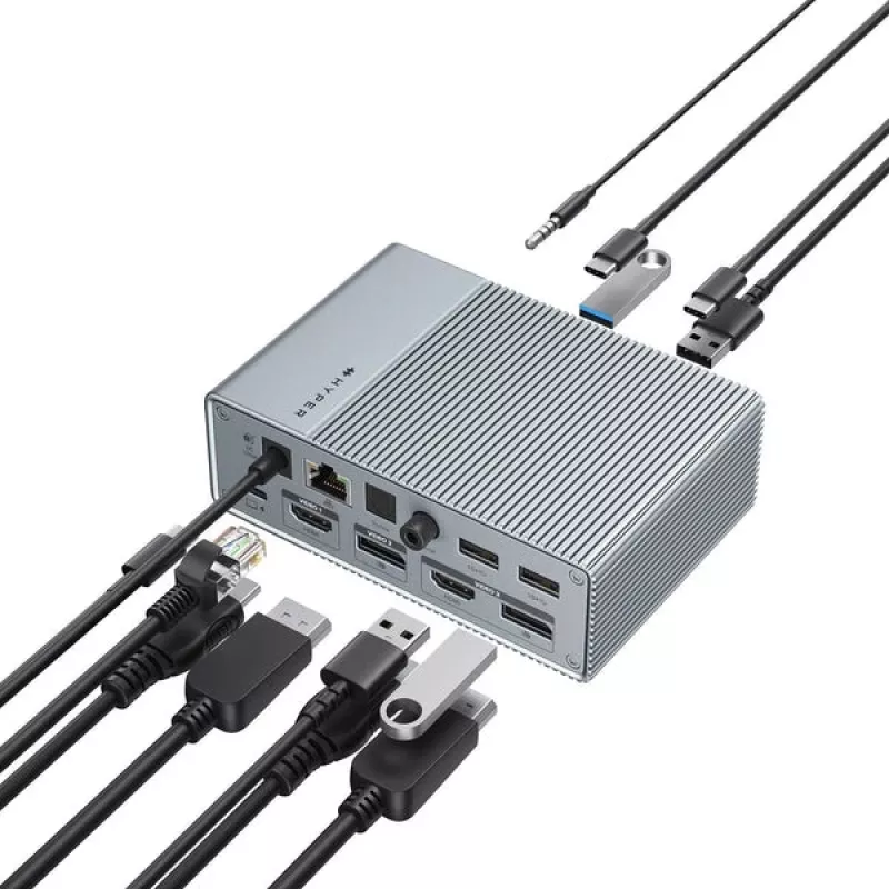 Targus HDG215-EUZ sąsajos šakotuvas USB 3.2 Gen 2 (3.1 Gen 2) Type-C sidabrinis