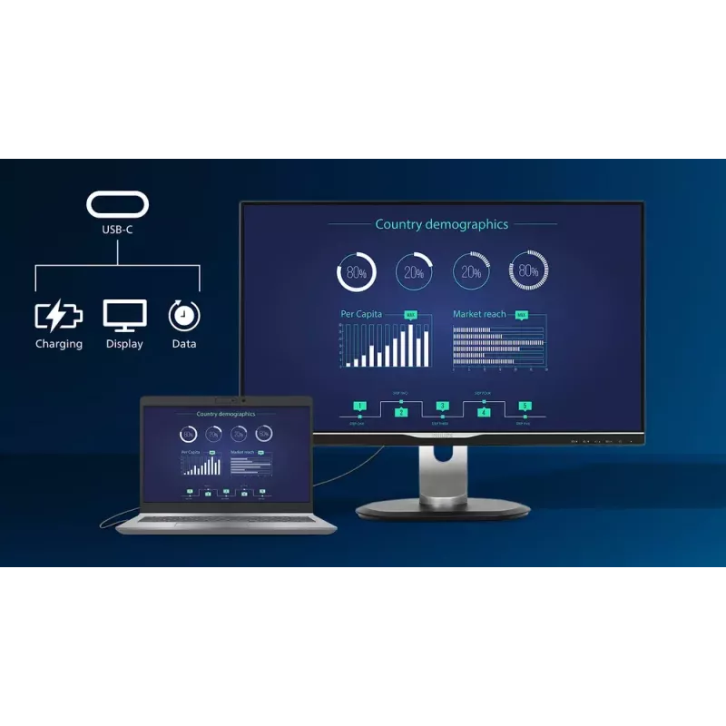Philips 1000 serijos 24E1N1300AE/00 kompiuterio monitorius 60,5 cm (23,8 colio) 1920 x 1080 pikselių Full HD LCD juodas