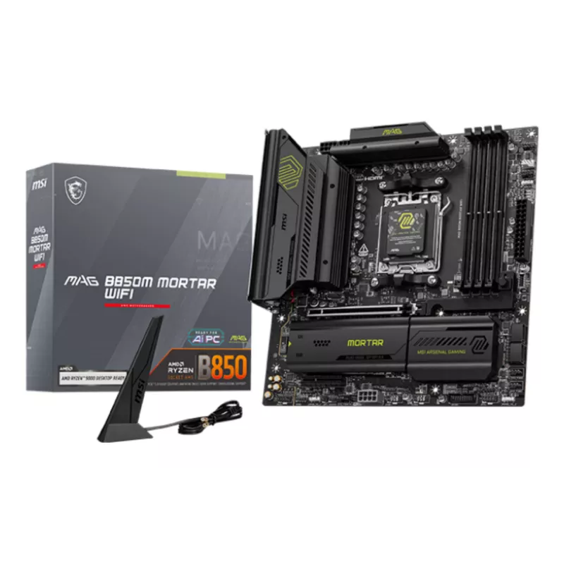 MSI MAG B850M MORTAR WIFI pagrindinė plokštė AMD B850 lizdas AM5 mikro ATX