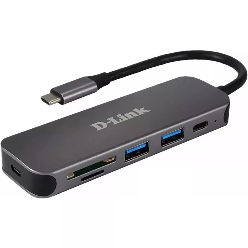 D-Link 5-in-1 USB-C Hub with Card Reader DUB-2325 USB Type-C Pilka