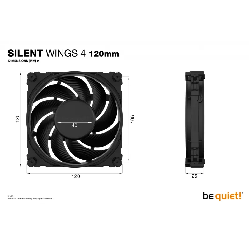 be quiet! SILENT WINGS 4 | 120 mm kompiuterio korpuso ventiliatorius 12 cm juodas 1 vnt.