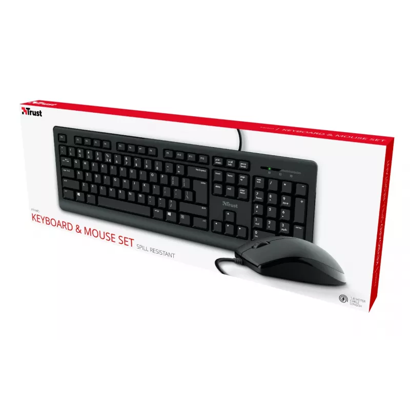 Trust Primo klaviatūra su pelė, biuro, USB, vokiška, juoda