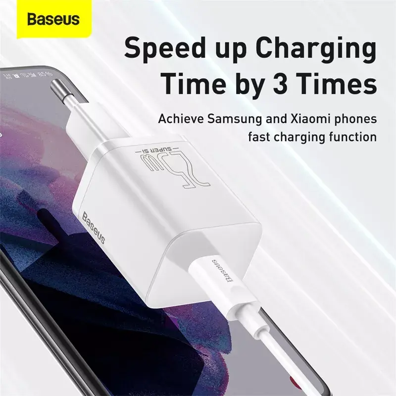 Baseus Super Si vidaus įkroviklis baltas greitas įkrovimas 12V 1xUSB-C