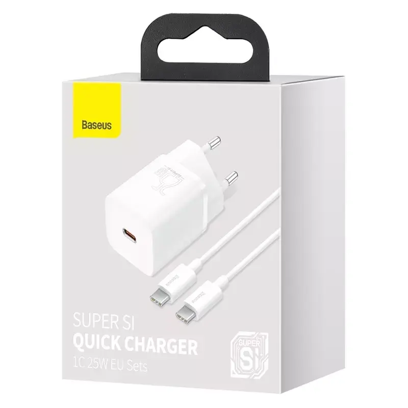Baseus Super Si vidaus įkroviklis baltas greitas įkrovimas 12V 1xUSB-C