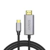 USB-C į HDMI 2.0b kabelis SAVIO CL-171 — 2 m, USB-C kištukas į HDMI A tipo kištuką, 4K 4096×2160, sidabrinis kabelis su juodais ir auksiniais antgaliais