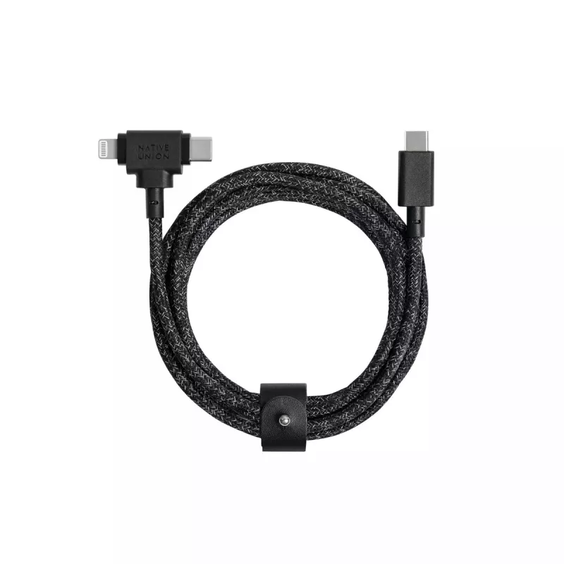 USB laidas Native Union Belt kabelis Duo 1,5 m USB‑C į USB‑C/Lightning juodas