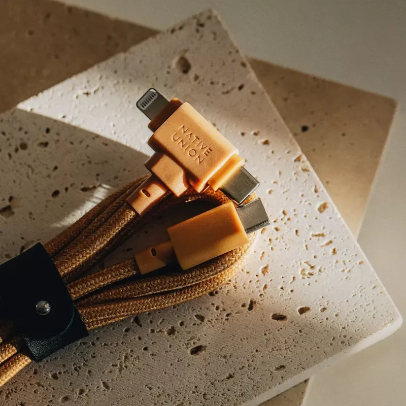 USB laidas native union Belt kabelis Duo 1,5 m USB-C į USB-C/Lightning Geltonas
