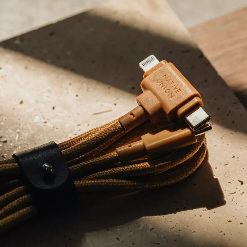 USB laidas native union Belt kabelis Duo 1,5 m USB-C į USB-C/Lightning Geltonas