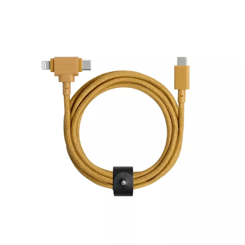 USB laidas native union Belt kabelis Duo 1,5 m USB-C į USB-C/Lightning Geltonas