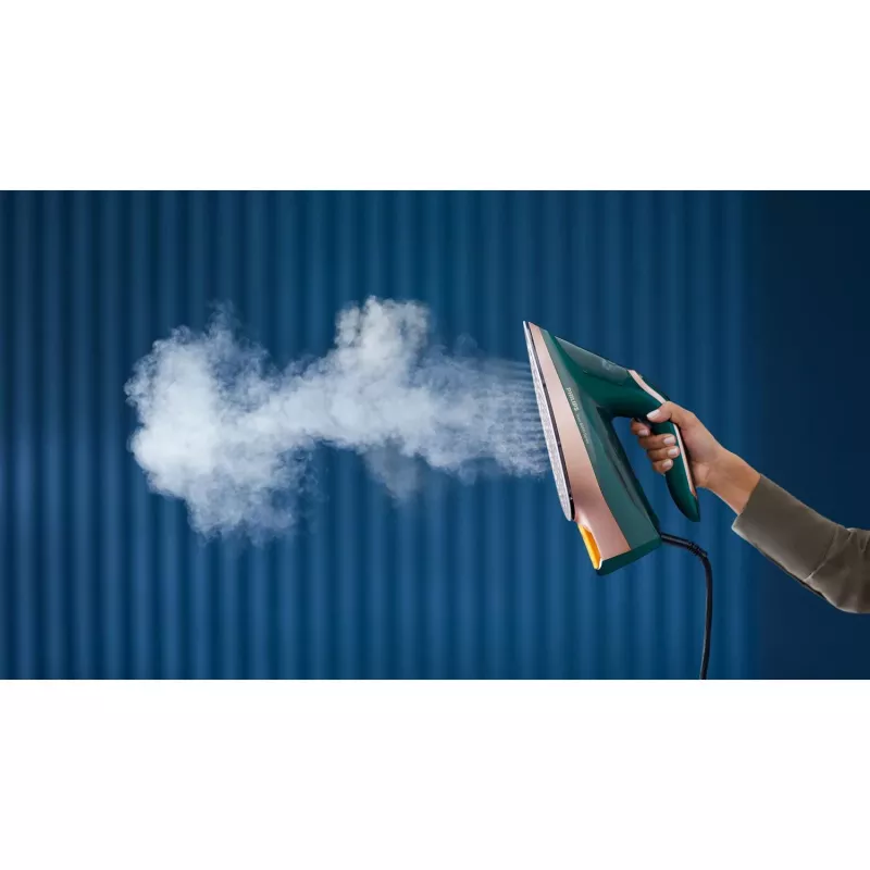 Garų lygintuvas Philips DST8030/70 — 3000 W, SteamGlide Elite padas, 0,35 L bakelis, 1,78 kg, vertikalus garinimas, žalias