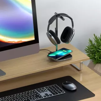 Mobiliojo įrenginio įkroviklis Satechi SV0155319010 USB belaidis įkrovimas juoda pilka