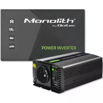 Maitinimo keitiklis QOLTEC Monolith 600 MS Wave 12V į 230V 600W, gryna / modifikuota banga pagal specifikaciją