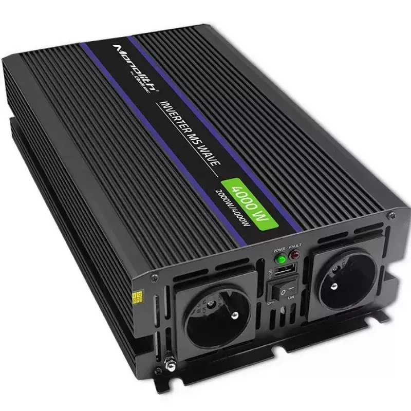 Įtampos keitiklis QOLTEC Monolith 4000 MS Wave 12V į 230V 2000/4000W su USB