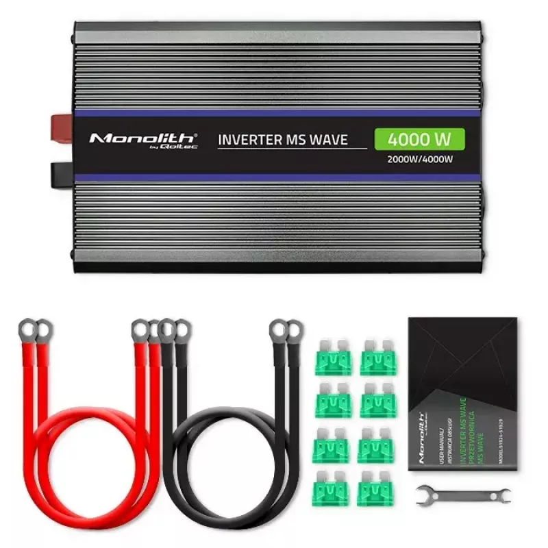 Įtampos keitiklis QOLTEC Monolith 4000 MS Wave 12V į 230V 2000/4000W su USB