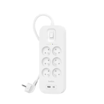 Maitinimo lizdas Belkin Connect White 6 kintamosios srovės lizdų 2 m 650 J