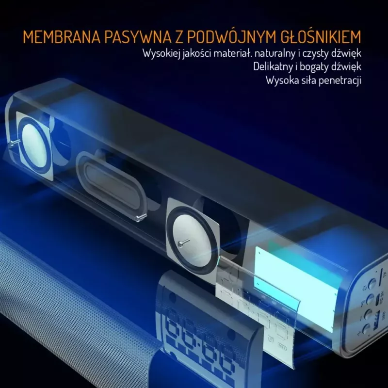 Nešiojamas Bluetooth garsiakalbis Adler AD 1191 5W, belaidis, kompaktiškas, juodas