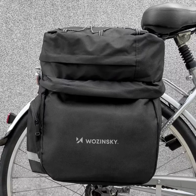 Dviračio krepšys Wozinsky WBB13BK 60L juodas universalus – balno / galinio stovo krepšys, 60 l talpa