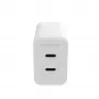 mophie priedai, sieninis adapteris, USB-C-PD-DUAL-45W-GAN, baltas, EU (2x USB-C)