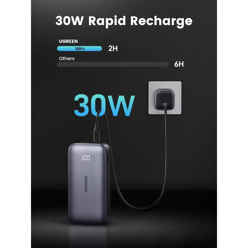 Nešiojama išorinė baterija Ugreen 10000mAh Mini greitas įkrovimas 30W