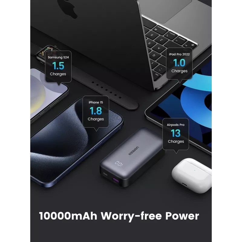 Nešiojama išorinė baterija Ugreen 10000mAh Mini greitas įkrovimas 30W
