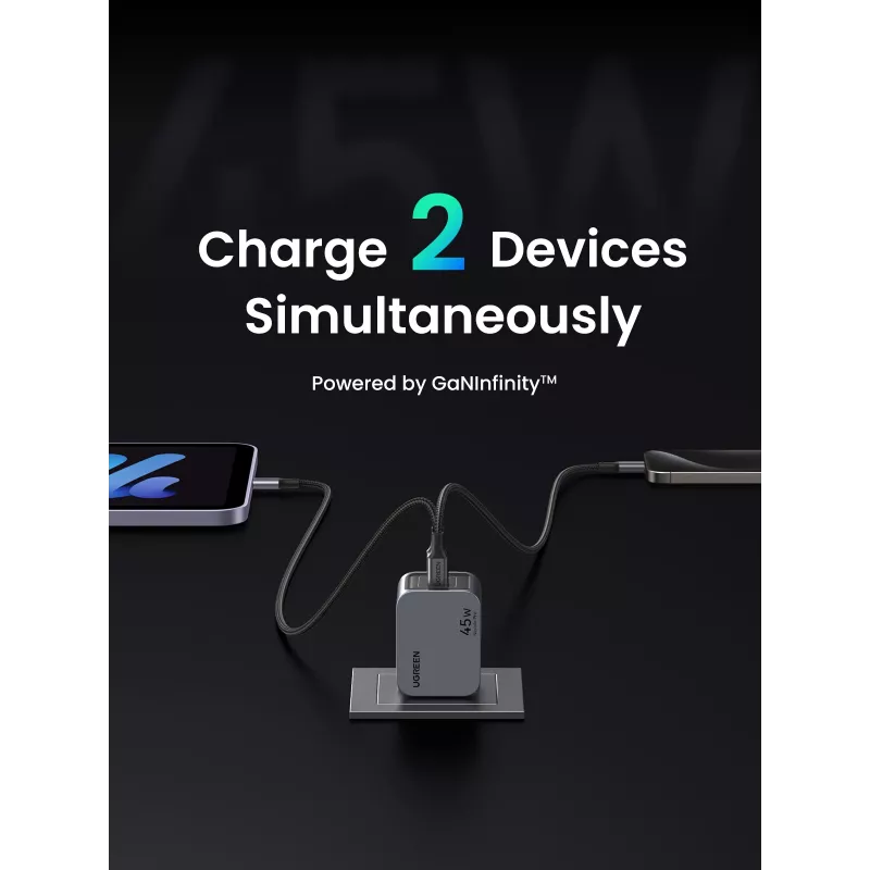 Ugreen 35008 mobiliojo įrenginio įkroviklis Universalus Pilka AC Greitasis įkrovimas Vidinis
