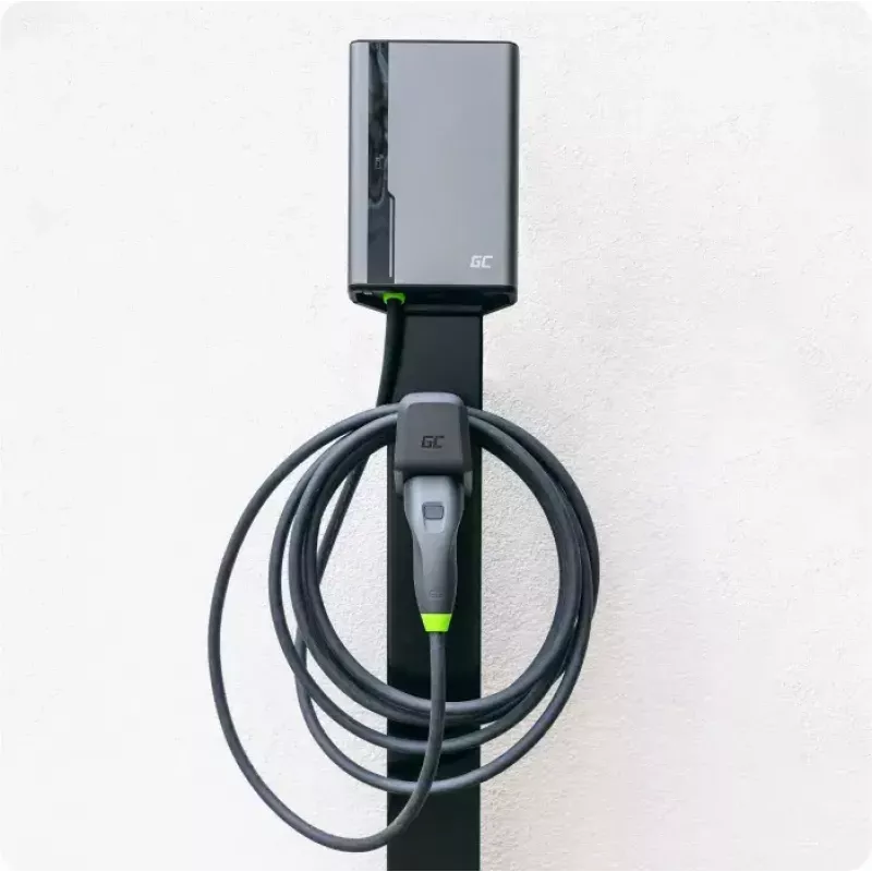 Elektrinio automobilio įkrovimo stotelė Green Cell EVGC021A2275 22000W montuojama ant sienos pilka aliuminė