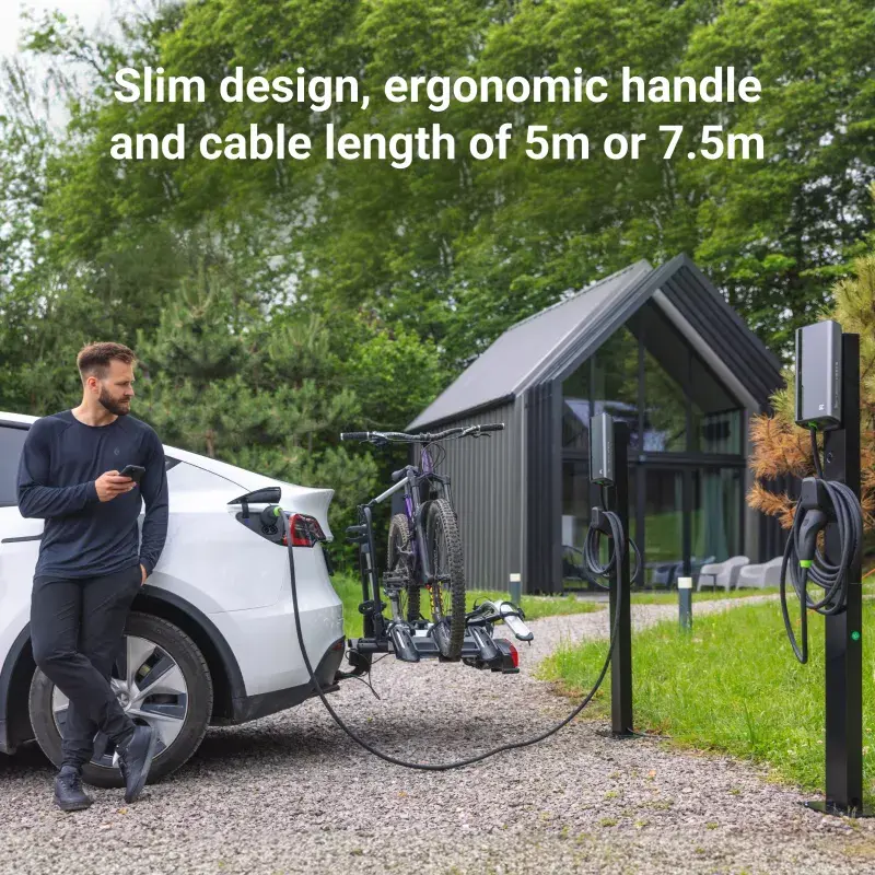 Elektrinio automobilio įkrovimo stotelė Green Cell EVGC021A2275 22000W montuojama ant sienos pilka aliuminė