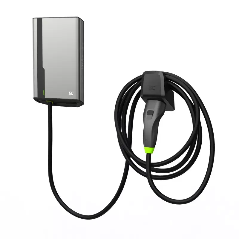 Elektrinio automobilio įkrovimo stotelė Green Cell EVGC021A2275 22000W montuojama ant sienos pilka aliuminė