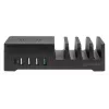 Manhattan įkrovimo stotelė su belaidžiu įkrovimo padeliu (nuimamu), 1x belaidis, 1x USB-C ir 4x USB-A prievadai, belaidžio išėjimas: 2A, USB-C išėjimas: 3A, USB-A išėjimai: 1x 3A ir 3x 2.4A maks., laidas 1m, juoda (maitinimo laidas: europinis 2 kontaktų kištukas į C7 aštuntukės jungtį)