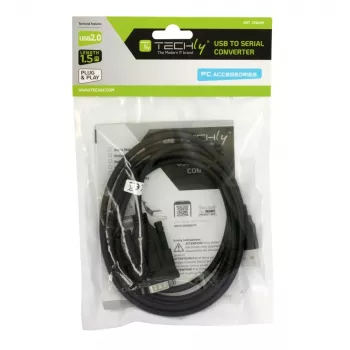 Nuoseklusis kabelis Techly IDATA-USB2-SER-1 juodas 1,5 m USB Type-A DB-9