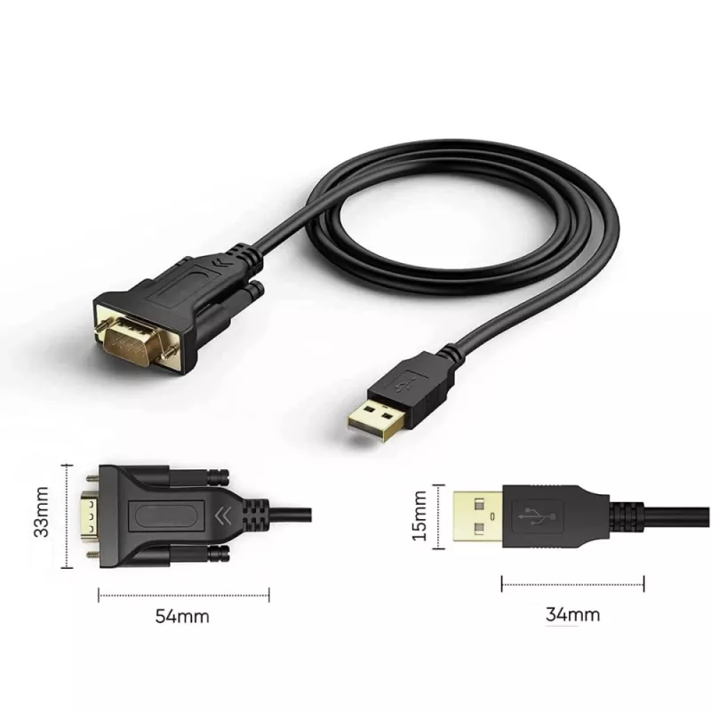 Nuoseklusis kabelis Techly IDATA-USB2-SER-1 juodas 1,5 m USB Type-A DB-9