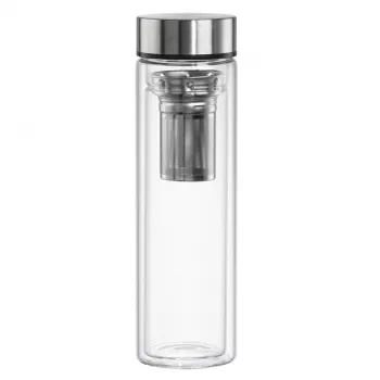 Geriamasis butelis Xavax 00181598 — 450 ml borosilikatinis stiklas su silikoniniu apvalkalu, mėlynas permatomas