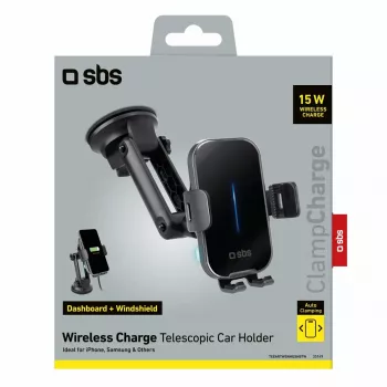 Aktyvus automobilinio telefono laikiklis SBS Mobile TESUPEXTWIR15W mobiliesiems telefonams, juodas