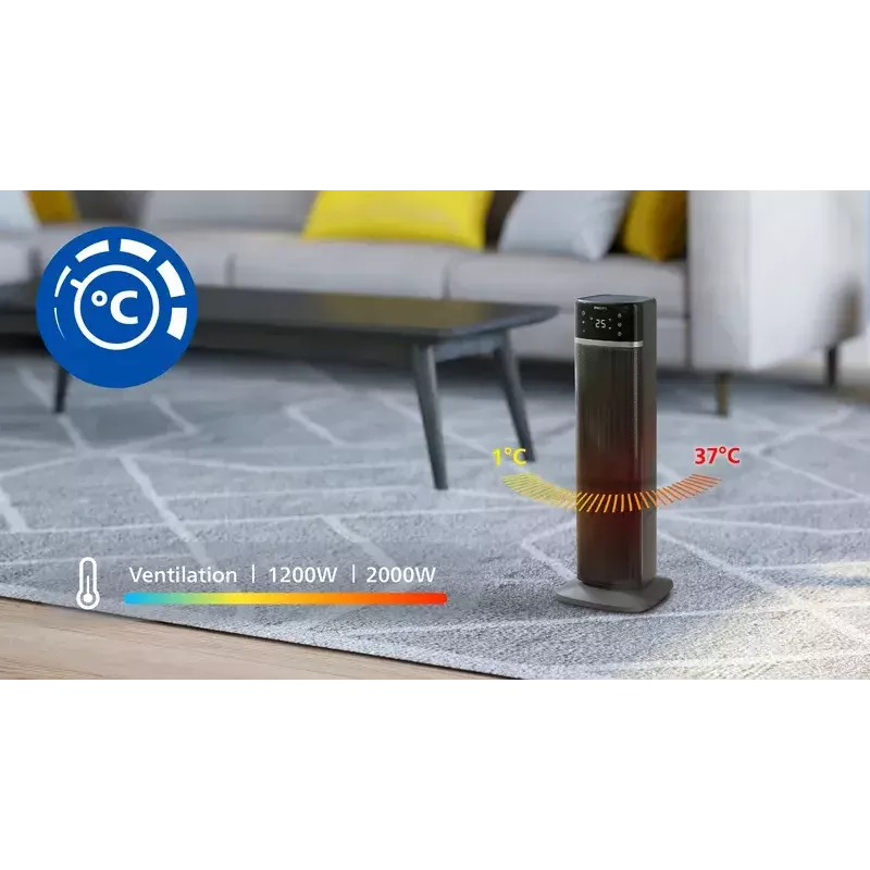 Elektrinis ventiliatorinis šildytuvas Philips 5000 serijos Smart Tower keraminis šildytuvas