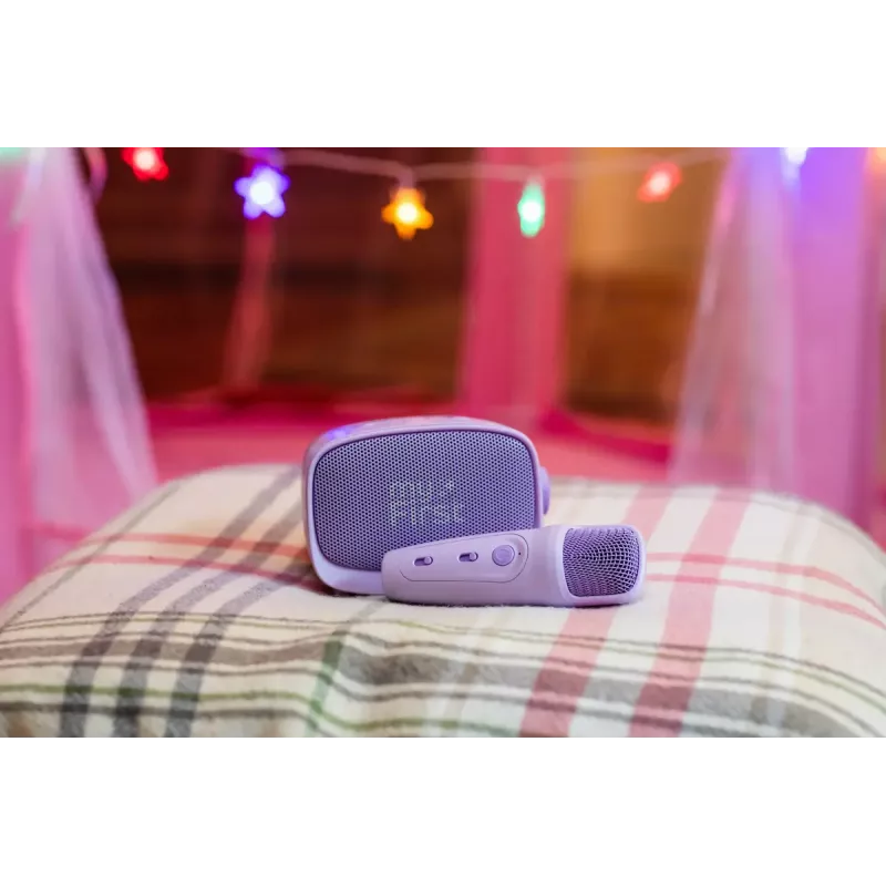 Vaikiška nešiojama kolonėlė MYFIRST myFirst Voice 2 – violetinė, kompaktiška įkraunama garso sistema vaikams