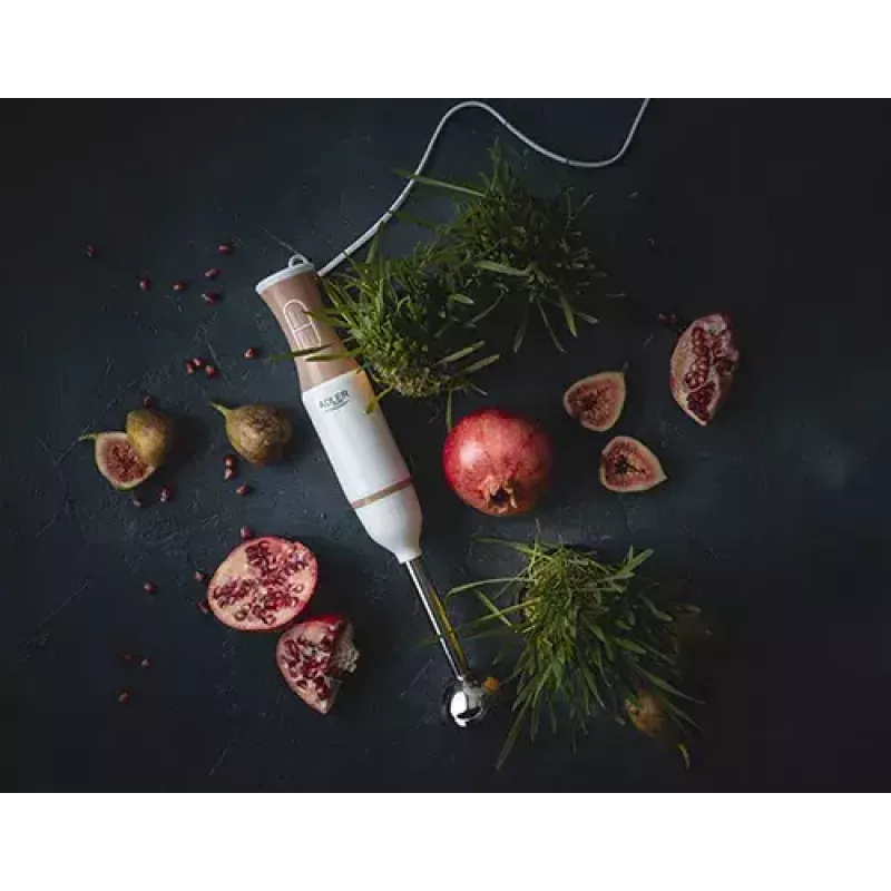 Panardinamas plakiklis Adler AD 4616 — rankinis lazdelinis plakiklis, 500 W maks., 2 greičiai, nerūdijančio plieno peiliai, balta