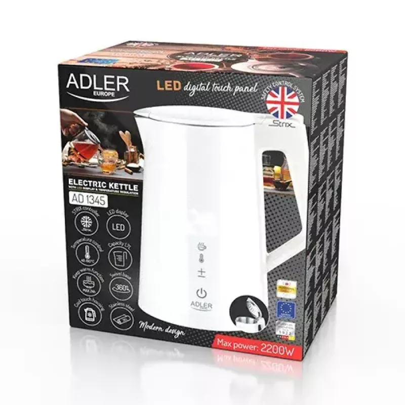 Elektrinis virdulys Adler 1,7 L 1850 W Baltas