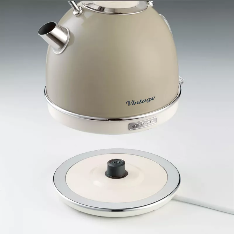 Ariete 2877 Virdulys Vintage, 1,7L, belaidis, smėlio spalvos, 1.7 L, 2000 W, smėlio spalvos, vandens lygio indikatorius, belaidis, filtravimas