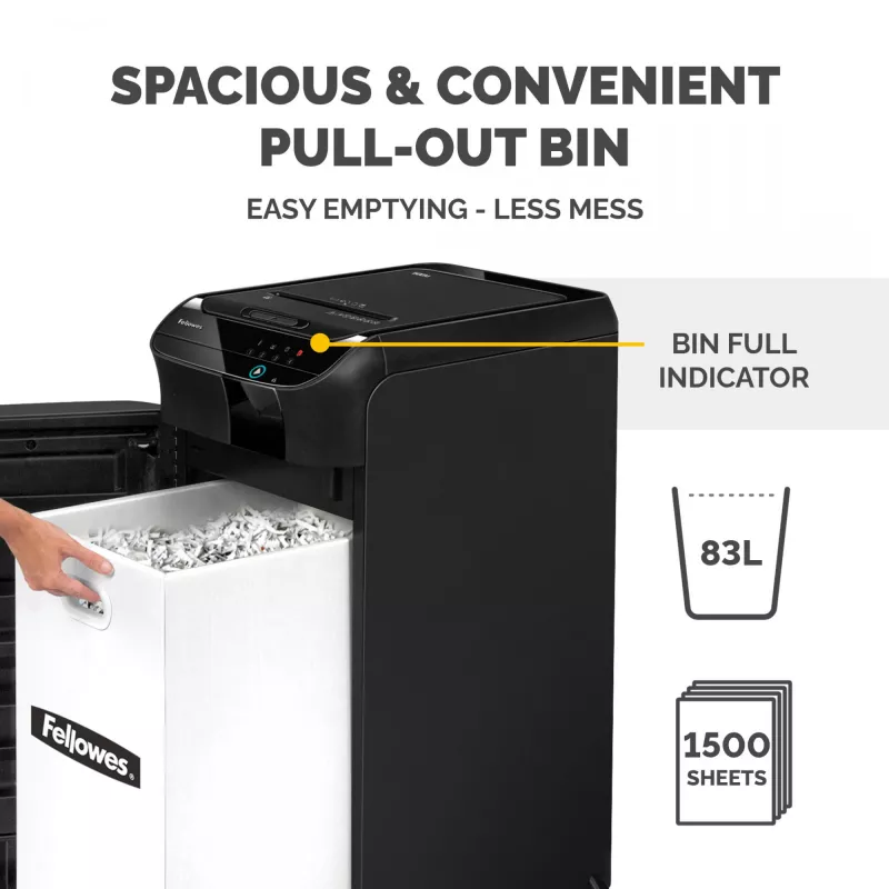 Fellowes AutoMax 600M popieriaus smulkintuvas Mikro pjovimo smulkinimas 60 dB 23 cm Juoda