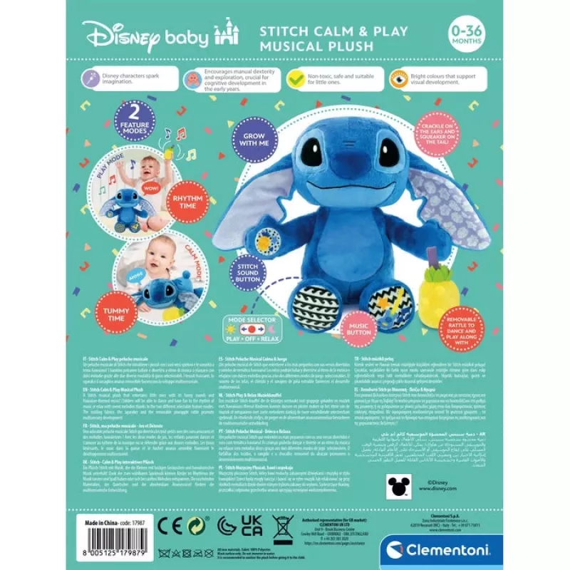 Clementoni Disney Baby Stitch Calm & Play muzikinis pliušinis žaislas