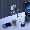 Greitasis įkroviklis Baseus Cube Pro 65W — 3 prievadai (2×USB-C, 1×USB-A), 110–240V, kintamoji srovė, vidaus, universalus suderinamumas, juodas, 0,154 kg