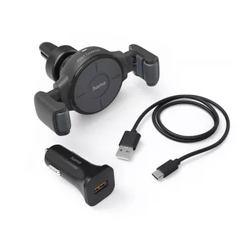 Hama FC10 Flex-Set išmaniesiems telefonams antracito spalvos cigarečių žiebtuvėlio lizdui belaidis įkrovimas greitasis įkrovimas automobilinis