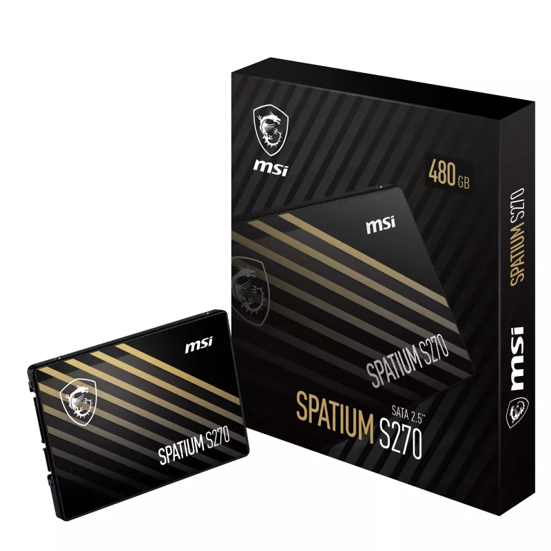 2,5 col. SATA III SSD MSI SPATIUM S270 480 GB — 3D NAND, 450 MB/s rašymo, 2 mln. val. MTBF