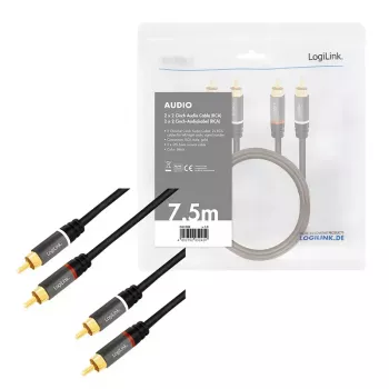 Audio laidas LogiLink CA1208 7,5 m 2 x RCA juodas