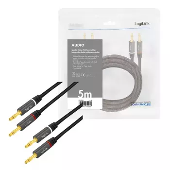 Garso laidas LogiLink CA1211 5m 2x banana juodas