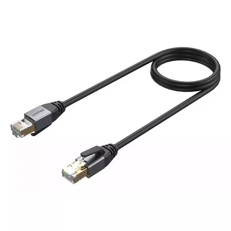 Tinklo kabelis UNITEK C18149AGY03-2M RJ-45 Cat8 2m Juodas