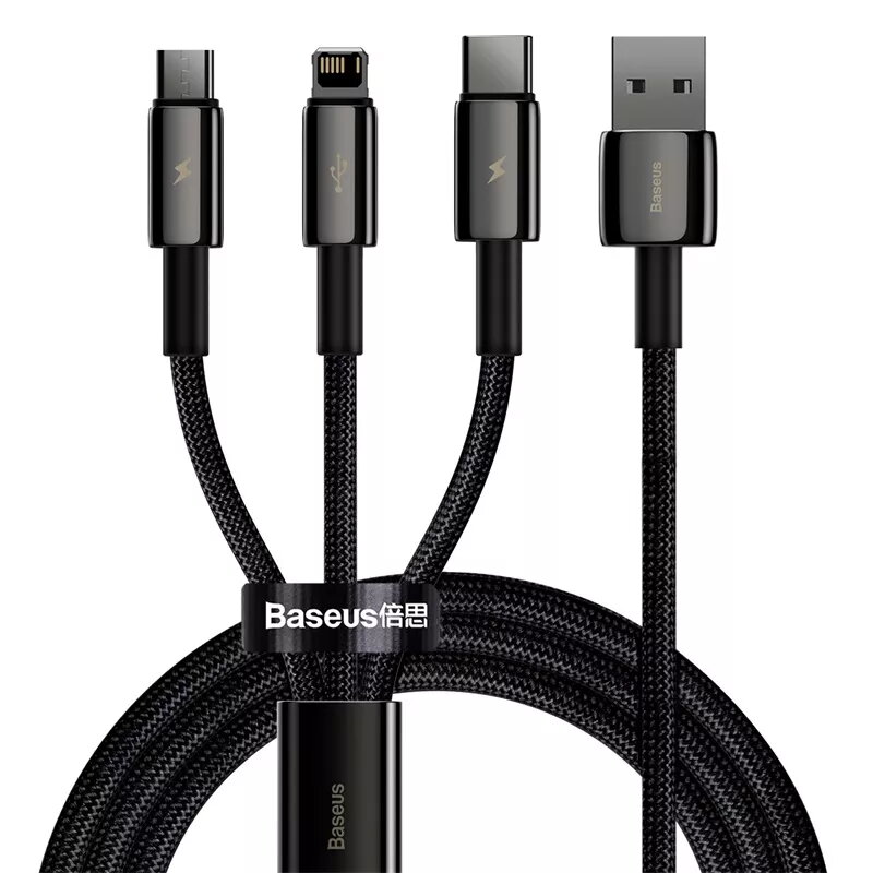3-in-1 USB laidas Baseus Tungsten Gold CAMLTWJ-01