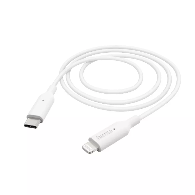 Hama įkrovimo laidas, USB-C - Lightning, 1 m, baltas