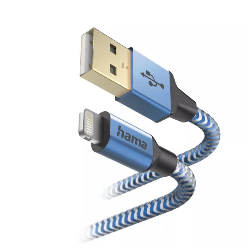 Kabelis Hama atspindintis 1,5 m mėlynas Lightning į USB A 2,4 A