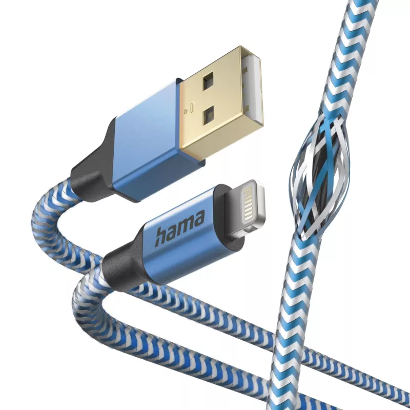 Kabelis Hama atspindintis 1,5 m mėlynas Lightning į USB A 2,4 A
